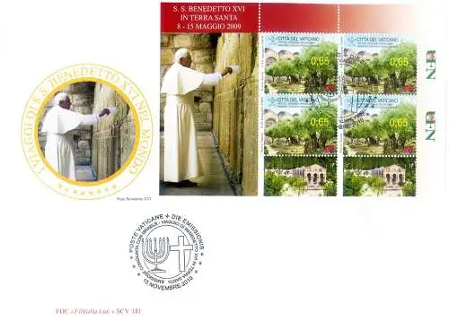 Papstreisen 2010. 3 FDC.