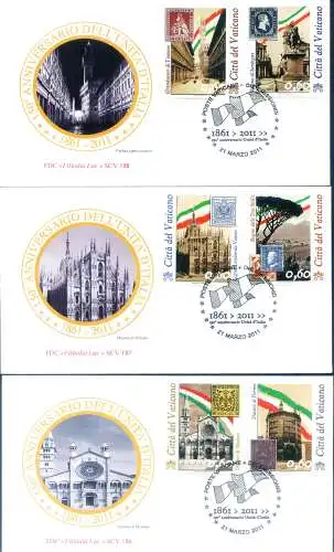 Einheit Italiens 2011. 3 FDC.