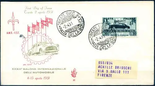 Zone A. Salone dell'auto Torino FDC 1951.