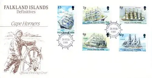 Segelschiffe am Kap Hoorn. 4 FDC 1989-1990.