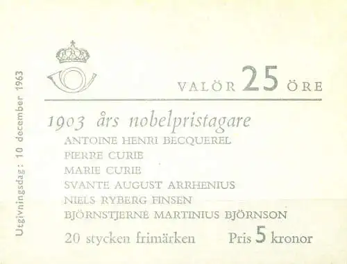 Nobelpreis 1963. Libretto.