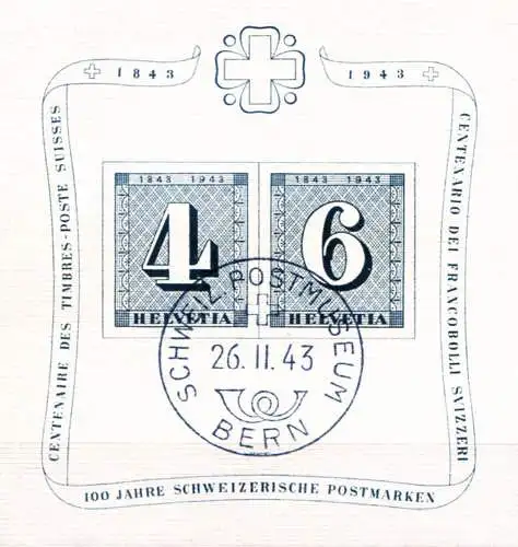 Hundertjahrfeier der Briefmarke 1943.