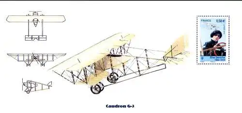 Französische historische Flugzeuge. 6 Zettel 2010.