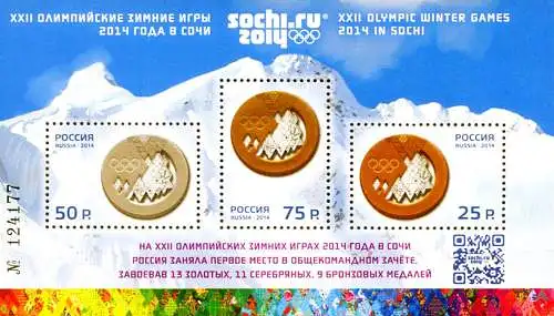 Sport. Olympische Spiele Sotschi 2014. Medaillen.