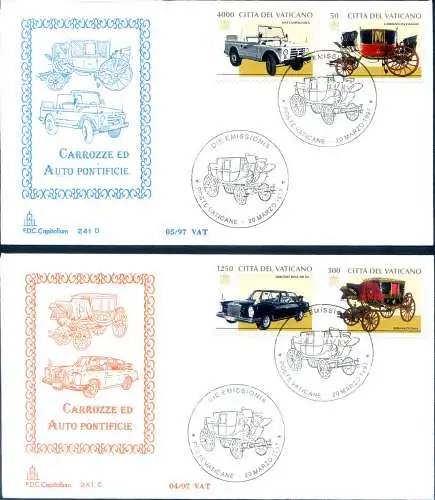 Päpstliche Kutschen und Autos 1997. 5 FDC.