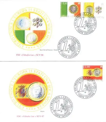 Münzen und Flaggen 2004. 8 FDC.