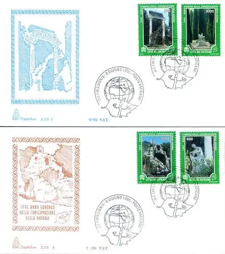 Vatikanische Gärten 1995. 4 FDC.