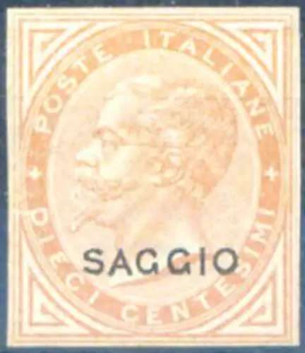 Königreich. Saggio De La Rue 10 c. ocker 1864.