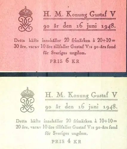 Geburtstag von König Gustav V. 1948. 2 Hefte.