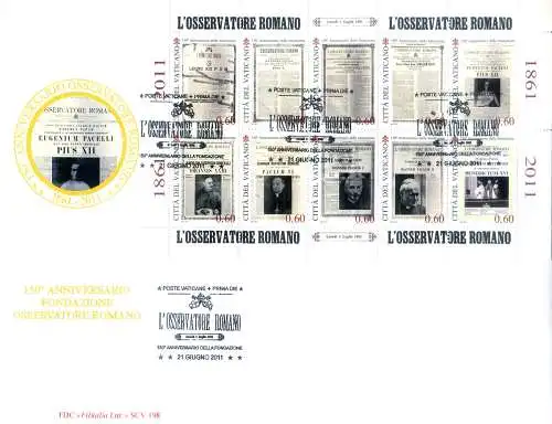 L'Osservatore Romano 2011. FDC.