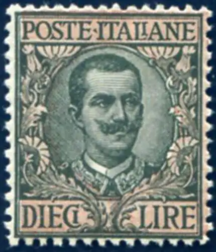 Königreich. Floreale 10 Lire 1910.