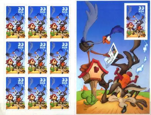 Wile E. Coyote. Kleinbogen mit 10 gezackten Marken 2000.