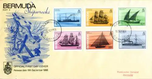 Definitiv. Schiffswracks 1986. 3 FDC.