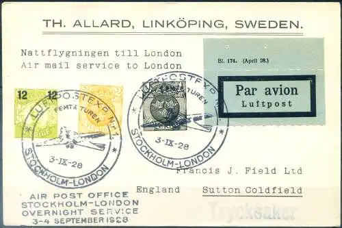 5. Nachtflug Stockholm-London 1928.