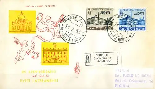 Zone A. Lateranverträge FDC 1954.