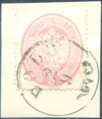 Lombardo Veneto. Venetien und Mantua. Österreichisch-Ungarisches Wappen 5 s. 1863. Fragment.