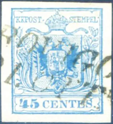 Lombardo Veneto. Wappen, Maschinenpapier 45 c. 1854-1857. Gebraucht.