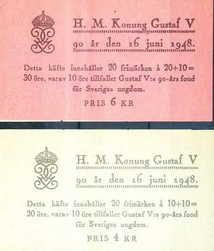 Geburtstag von König Gustav V. 1948. 2 Hefte.