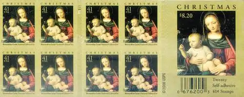 Weihnachten 2007. Kleinbogen vom Typ Booklet.