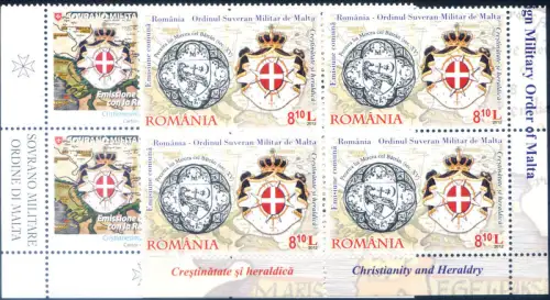 SMOM. Beziehungen zu Rumänien 2012. Die 2 Emissionen, in 4er Blöcken.