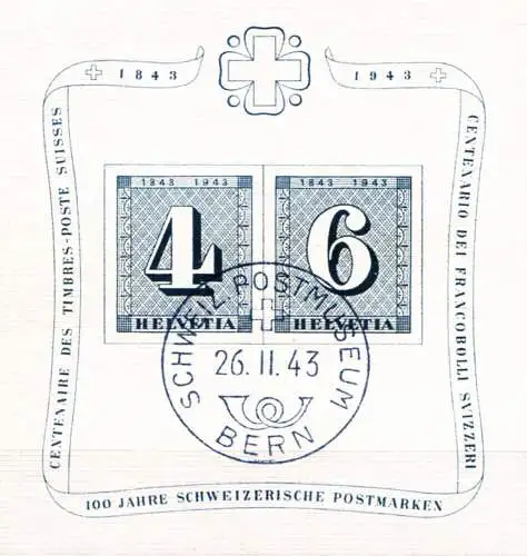 Hundertjahrfeier der Briefmarke 1943.