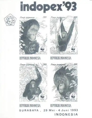 Indopex '93. WWF. Schwarzdruck auf Zettel.