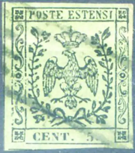 Modena. Aquila estense coronata 5 c. 1852. Gebraucht.