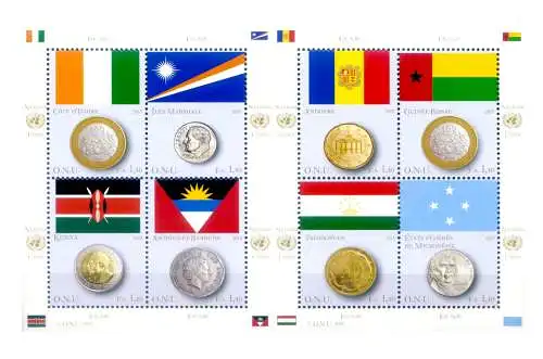 Vereinte Nationen. Genf. Flaggen und Münzen 2013.