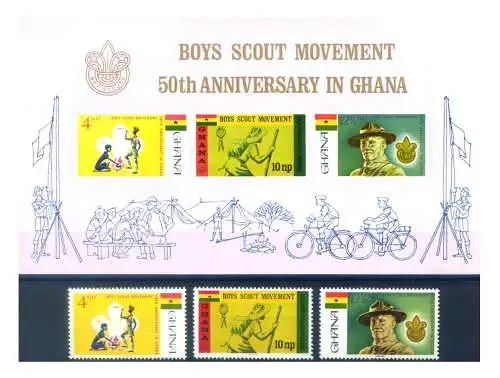 Ghana. Scout 1967. Serie + Zettel.