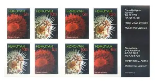 Färöer. Fauna. Seeanemone 2012. Libretto.