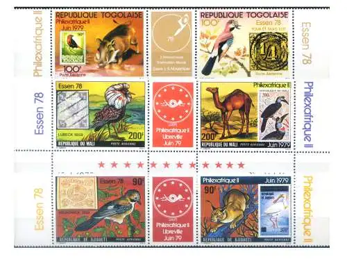 Französische Kolonien. 14 Emissionsrunde Essen 78 + Philexafrique II 1978-1979.