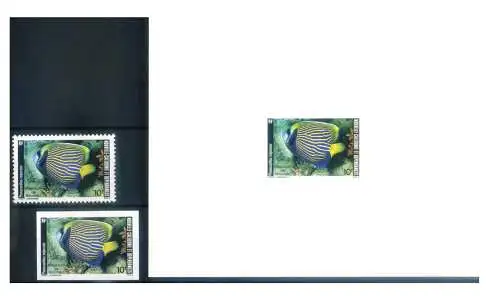 Nuova Caledoni. Fauna. Fische 1986. Serie gezahnt + ungezähnt + 2 Testkartons.