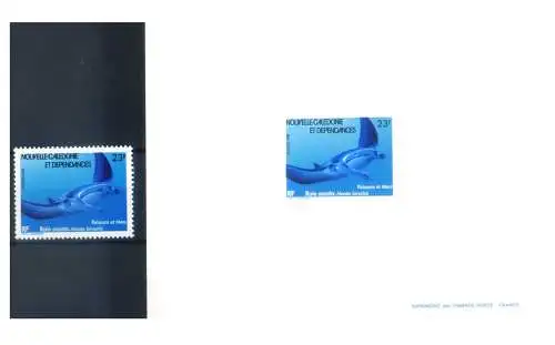 Neukaledonien. Fauna. Manta und Hai 1981. Serie + 2 Testkarten.