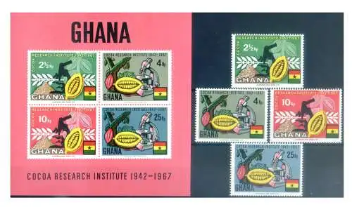 Ghana. WHO/OMS 1968. Serie + Zettel.