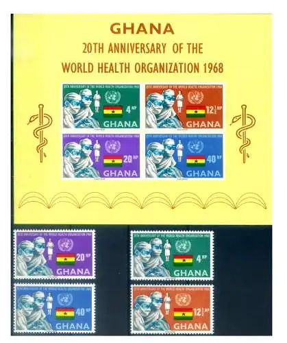 Ghana. Kakao 1968. Serie + Zettel.