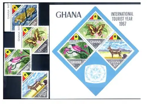 Ghana. Tourismus 1967. Serie + Zettel.
