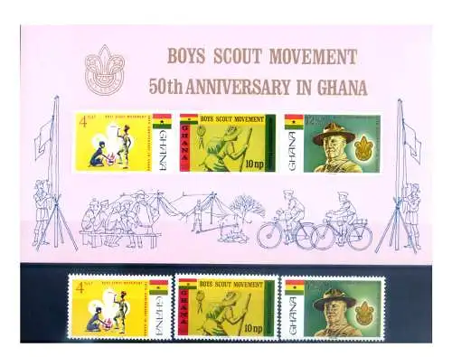 Ghana. Scout 1967. Serie + Zettel.