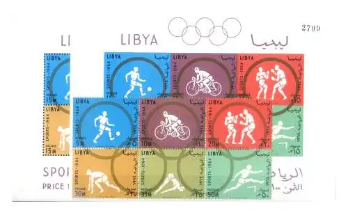 Libyen. Sport. Olympische Spiele Tokio 1964. Serie + 2 Zettel.