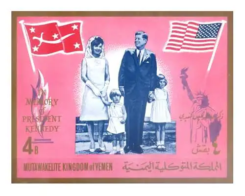 Königreich Jemen. John F. Kennedy 1965. Blatt.
