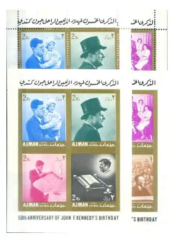 Ajman. John F. Kennedy 1967. 4 Zettel.
