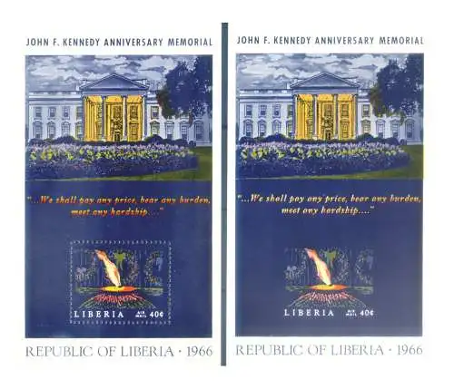 Liberia. John F. Kennedy 1966. 2 Zettel.