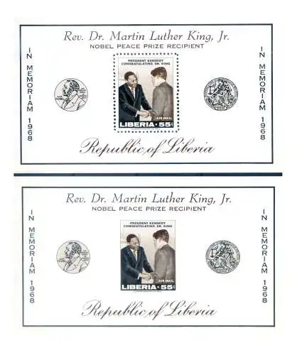 Liberia. Martin L. King 1968. 2 Zettel.