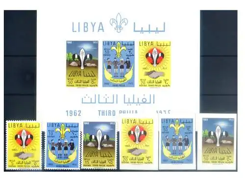 Libyen. Scout 1962. Serie gezahnt + ungezähnt + Bogen.