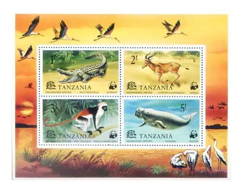 Tansania. Wildtiere. WWF 1977. Blatt.