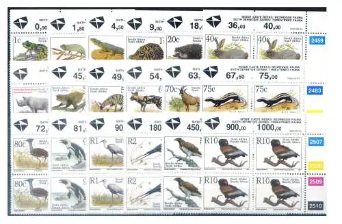 Südafrika. Definitiv. Wildtiere 1993. Viererblöcke.