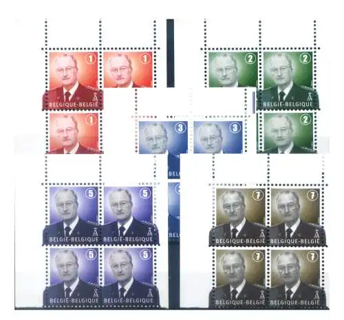 Belgien. Definitiv. König Albert II 2007. Viererblöcke.