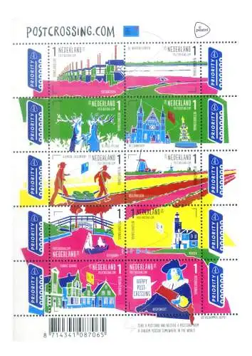 Holland. Postcrossing 2016. Blatt.