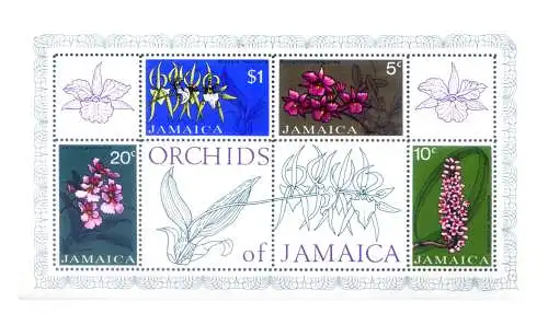Jamaika. Flora. Orchidee 1973. Blatt.