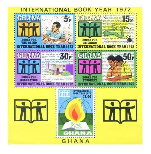 Ghana. Internationales Jahr des Buches 1972. Blatt.