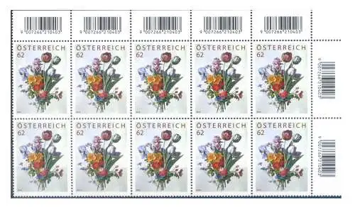 Österreich. Flora. Blumenstrauß 2012 (Hommage an Abonnenten). Block von 10.
